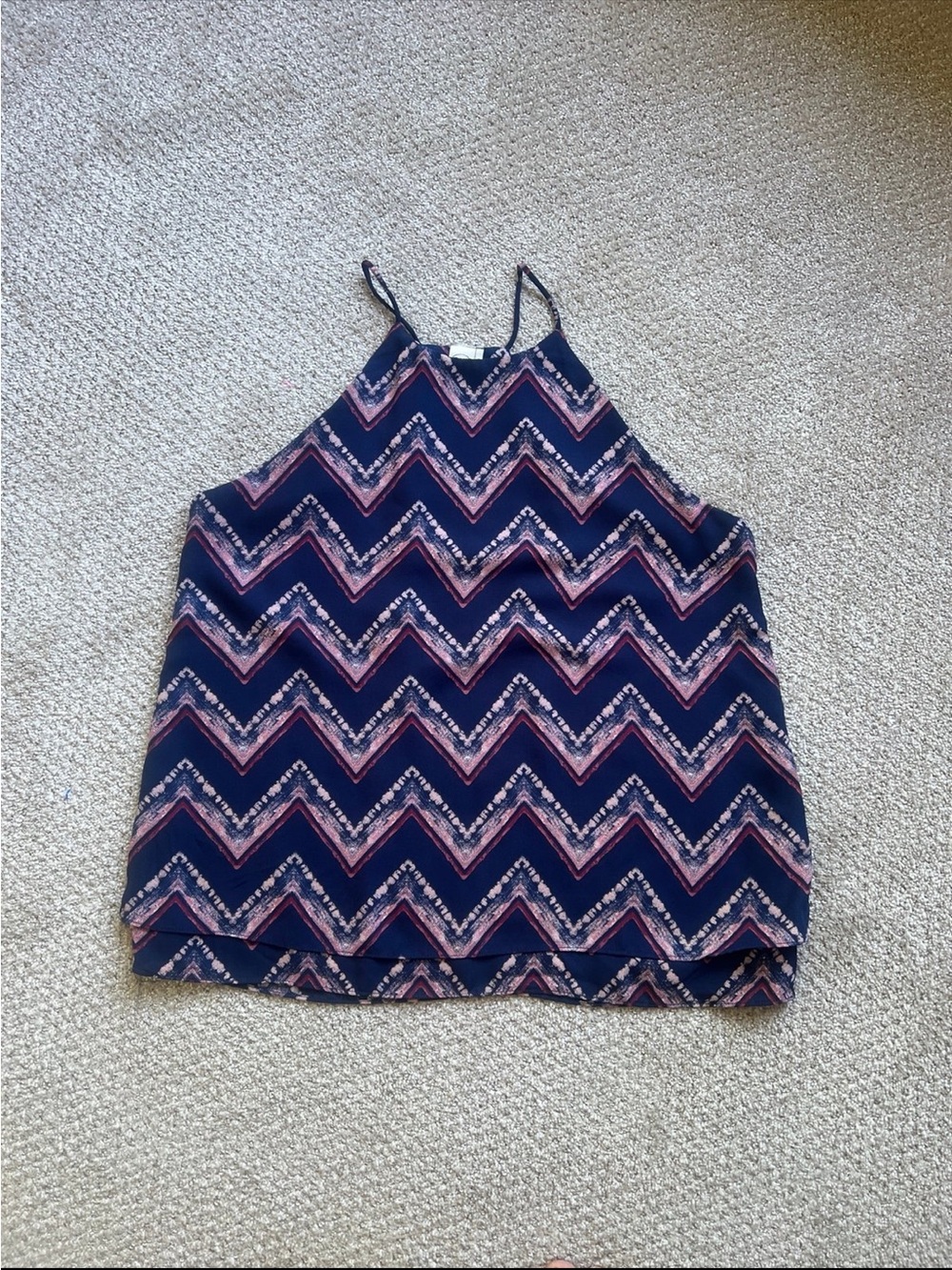 Paper Crane Navy and Pink Chevron Halter Tank